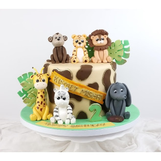 Safari Single Layer Fondant Cake 